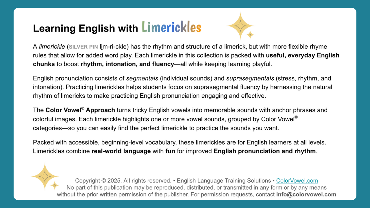 NEW - Color Vowel® Limerickles