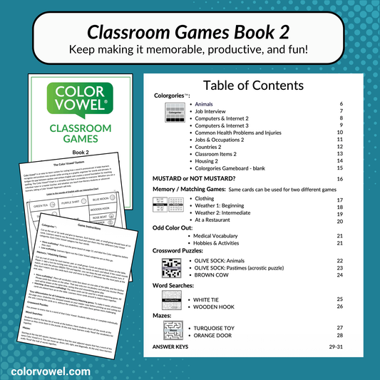NEW - Color Vowel® Classroom Games Book 2