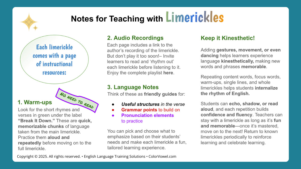 NEW - Color Vowel® Limerickles