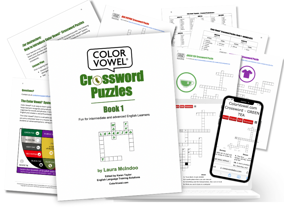 Color Cross Word Color Vowel® Crossword Puzzles: Book 1